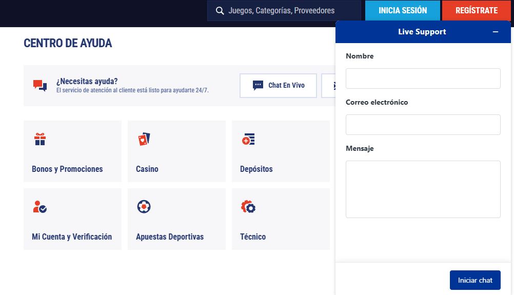 Usa el chat en vivo 24/7 de Tiki Taka Casino para resolver dudas sobre bonos, depósitos y verificación de cuenta