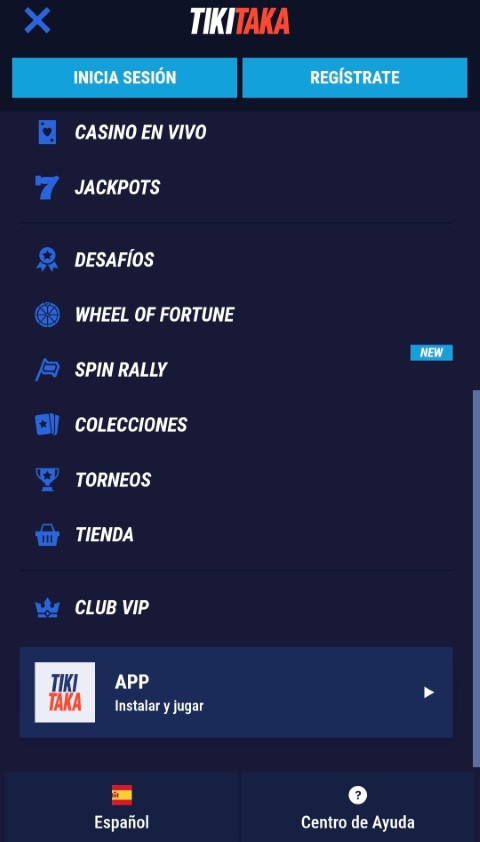 Descarga e instala la app de Tiki Taka Casino desde el menú móvil para jugar en cualquier momento
