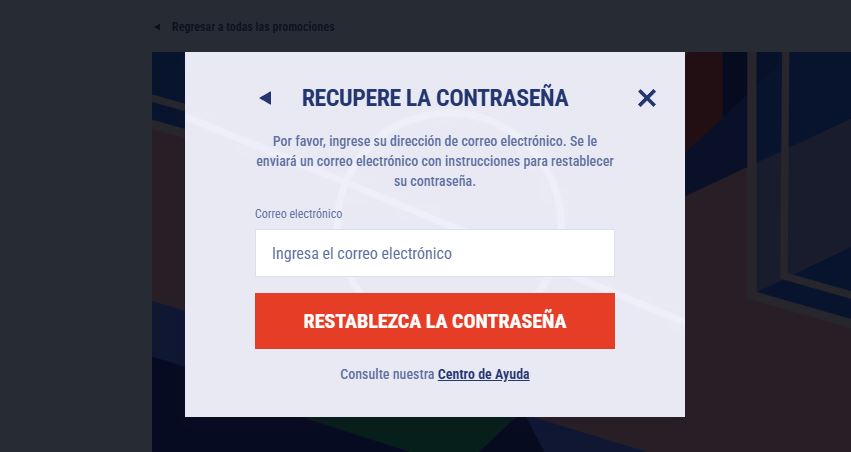 Recupera tu contraseña olvidada introduciendo tu correo electrónico para recibir las instrucciones de restablecimiento